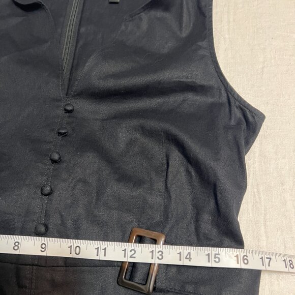 Banana Republic Women's Black Linen Blend Button Midi Dress Size 10 Sleeveless - Picture 9 of 12